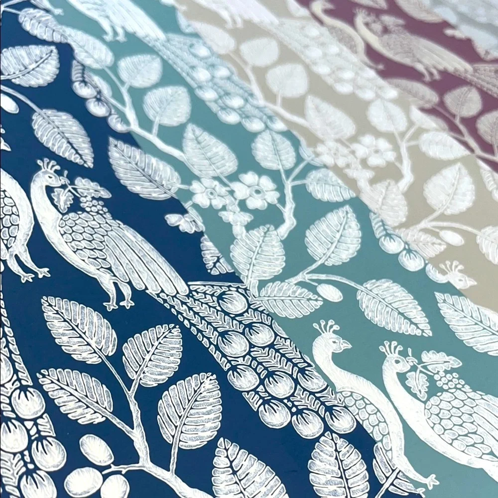 York Small Prints Peacock Patterned Textured Wallpaper sheet samples